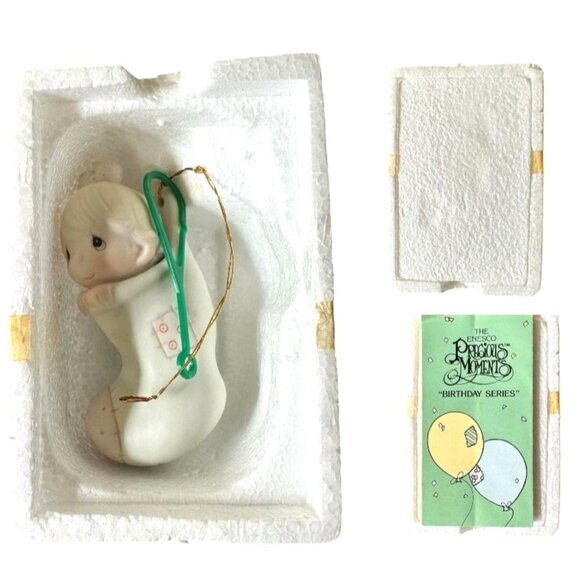 Vtg 1982 Precious Moments Babys First Christmas Ornament Enesco Birthday Club - Picture 10 of 12